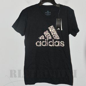 Adidas Women's Amplifier‎ Black Leopard Print Logo Tee
